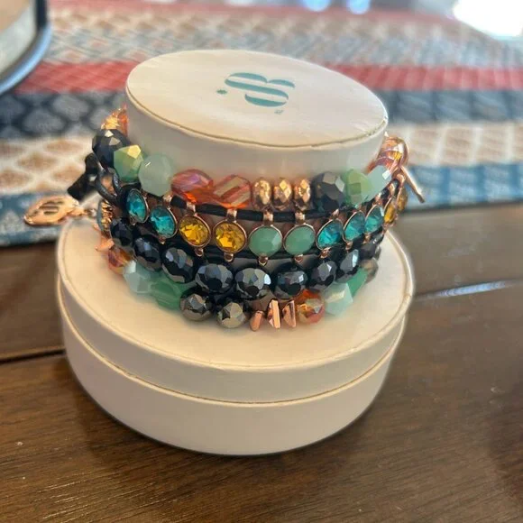 Bomb Party Feed Me Seymour! 4-Stack Bracelet Set - Rhodium - NWOT - Picture 3 of 3